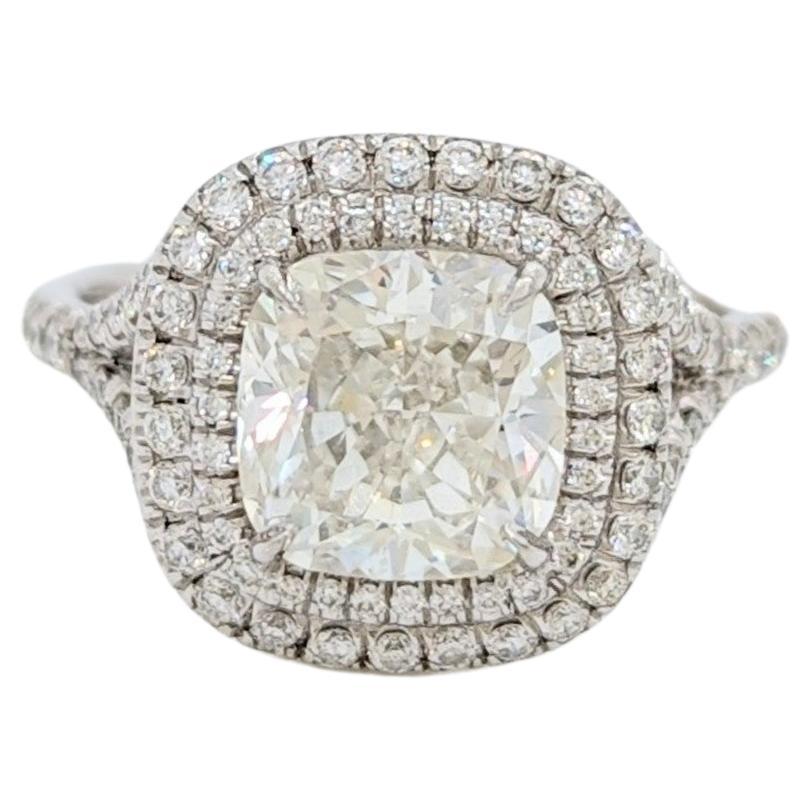 GIA White Diamond Cushion Ring in Platinum For Sale