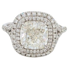 GIA White Diamond Cushion Ring in Platinum