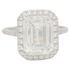 GIA White Diamond Emerald Cut Engagement Ring in 18k White Gold
