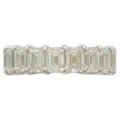 GIA White Diamond Emerald Cut Eternity Band in 18K White Gold