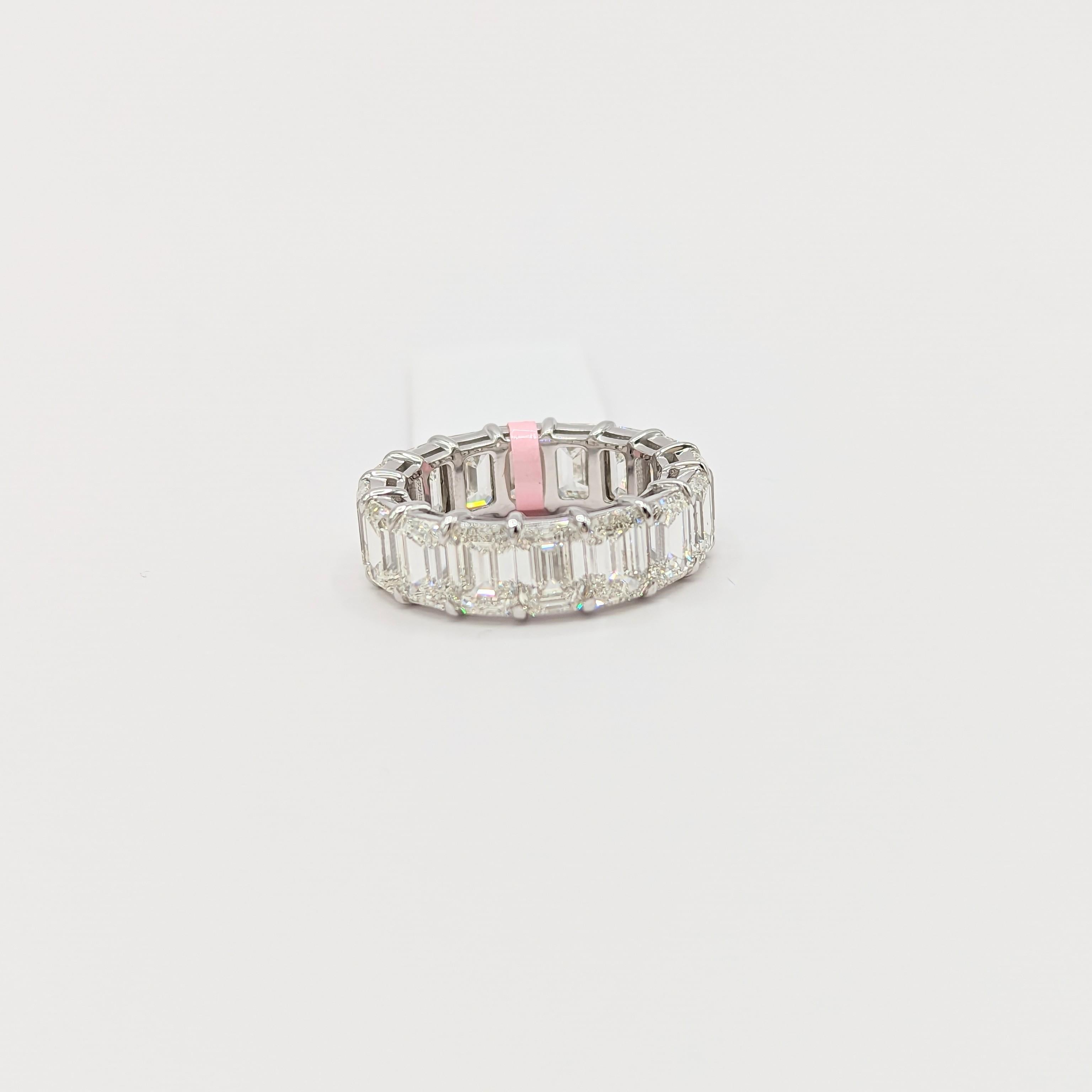 GIA White Diamond Emerald Cut Eternity Band Ring in 18 K White Gold 3
