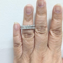 GIA White Diamond Emerald Cut Eternity Band Ring in 18K White Gold