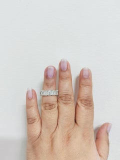 GIA White Diamond Emerald Cut Eternity Band Ring in 18K White Gold