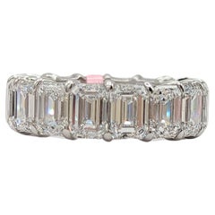 GIA White Diamond Emerald Cut Eternity Band Ring in 18K White Gold