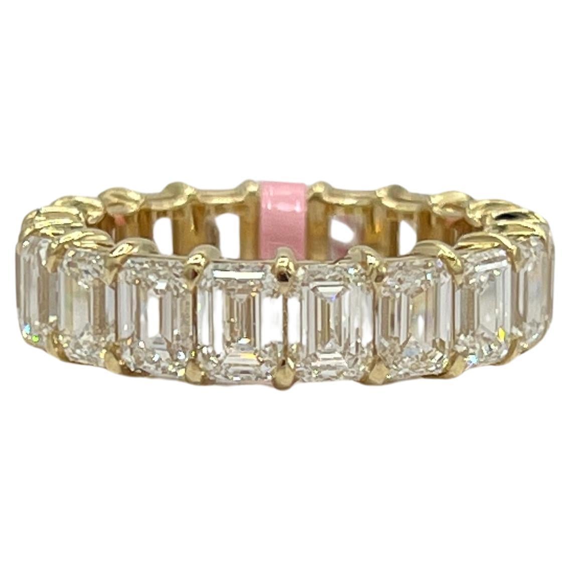 GIA White Diamond Round Eternity Band Ring in 18K Yellow Gold For Sale ...