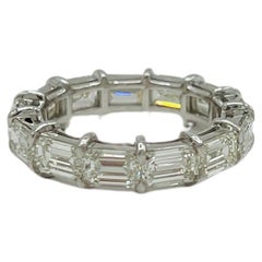 GIA White Diamond Emerald Cut Sideways Eternity Band in 18K White Gold