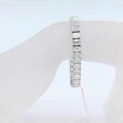 GIA White Diamond Emerald Cut Tennis Bracelet in Platinum