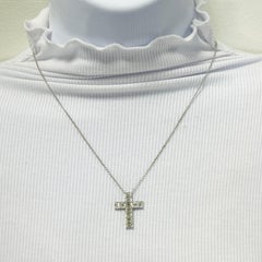 GIA White Diamond Emerald Cuts 0.30 Carat Each Cross Necklace in 18K White Gold