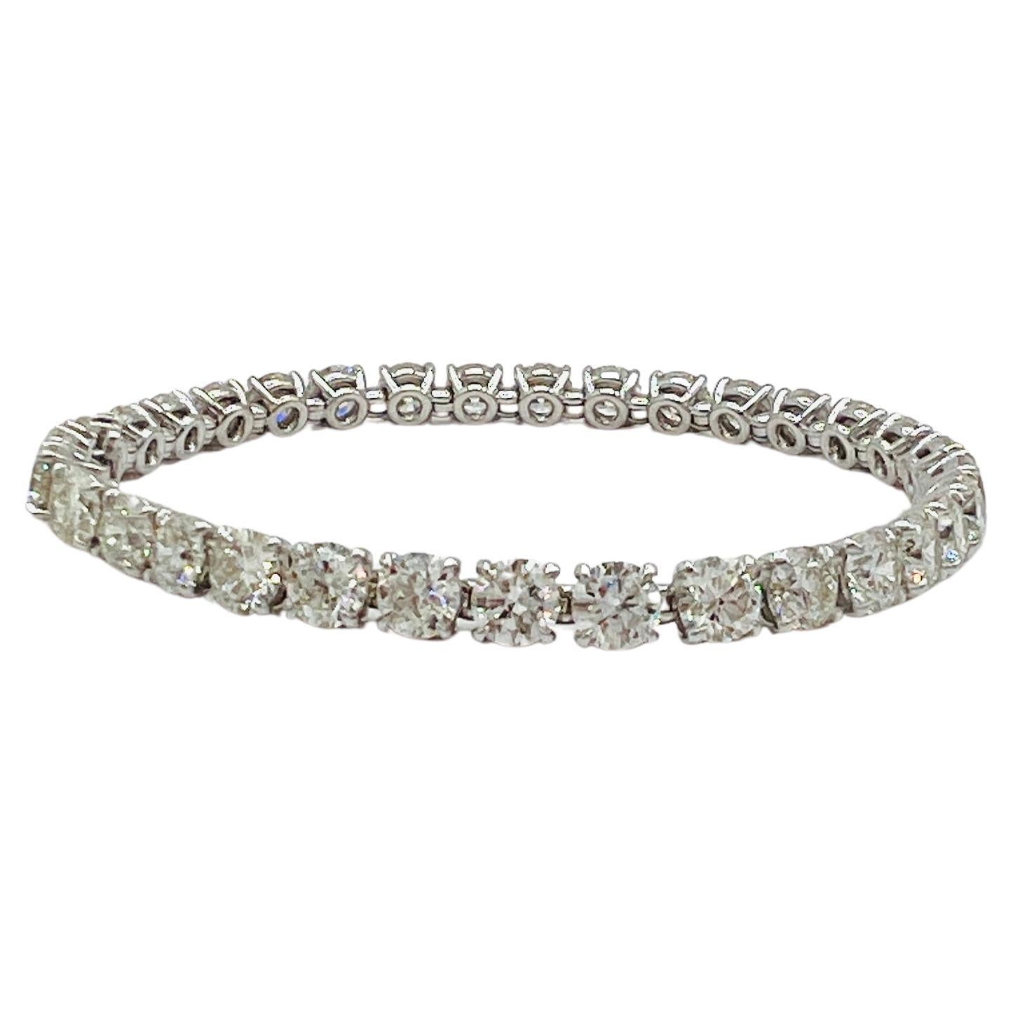 GIA White Diamond Half Carat Each Tennis Bracelet in 18K White Gold