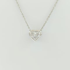 GIA White Diamond Heart Pendant Necklace in Platinum