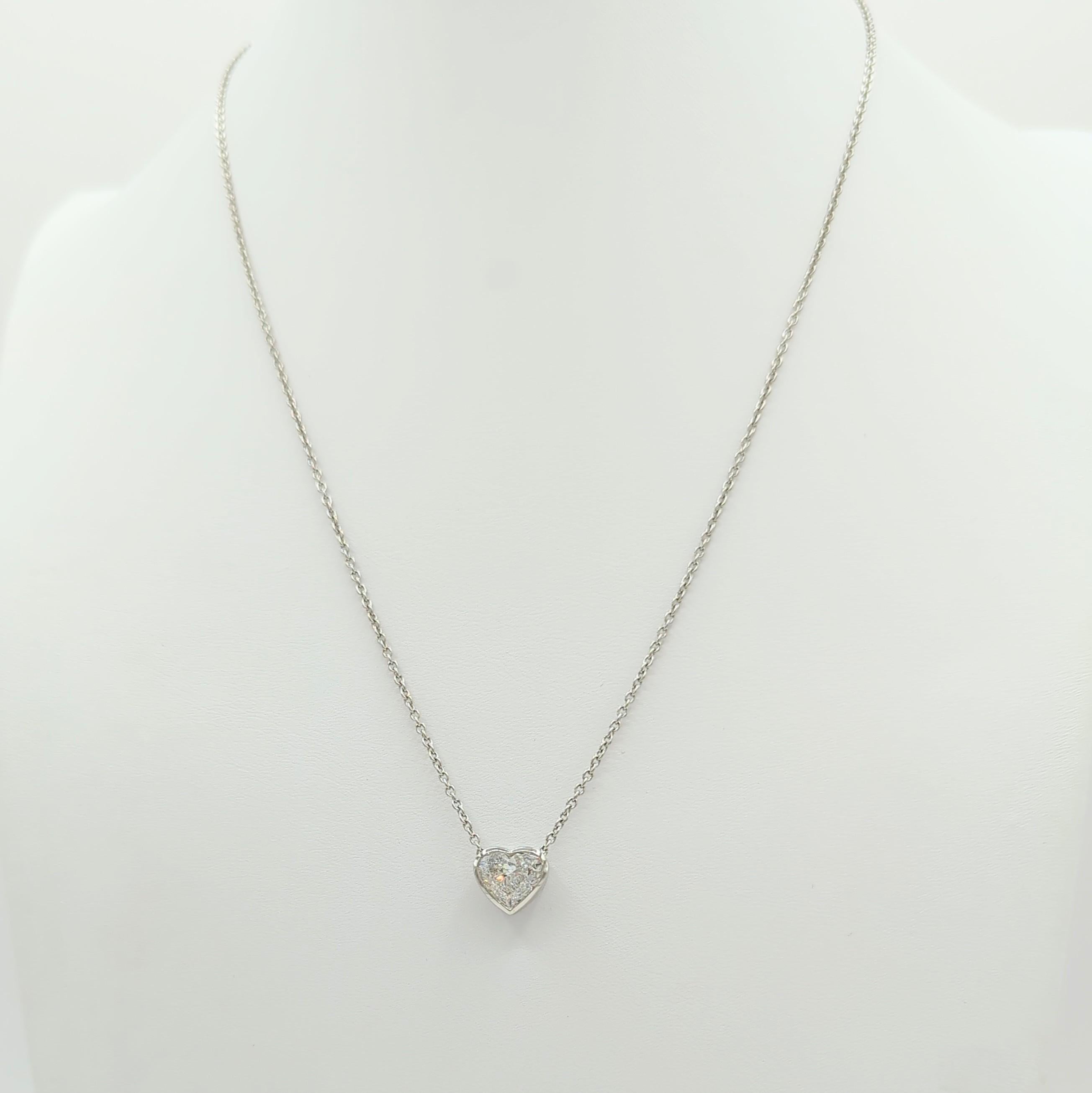 Heart Cut GIA White Diamond Heart Pendant Necklace in Platinum For Sale