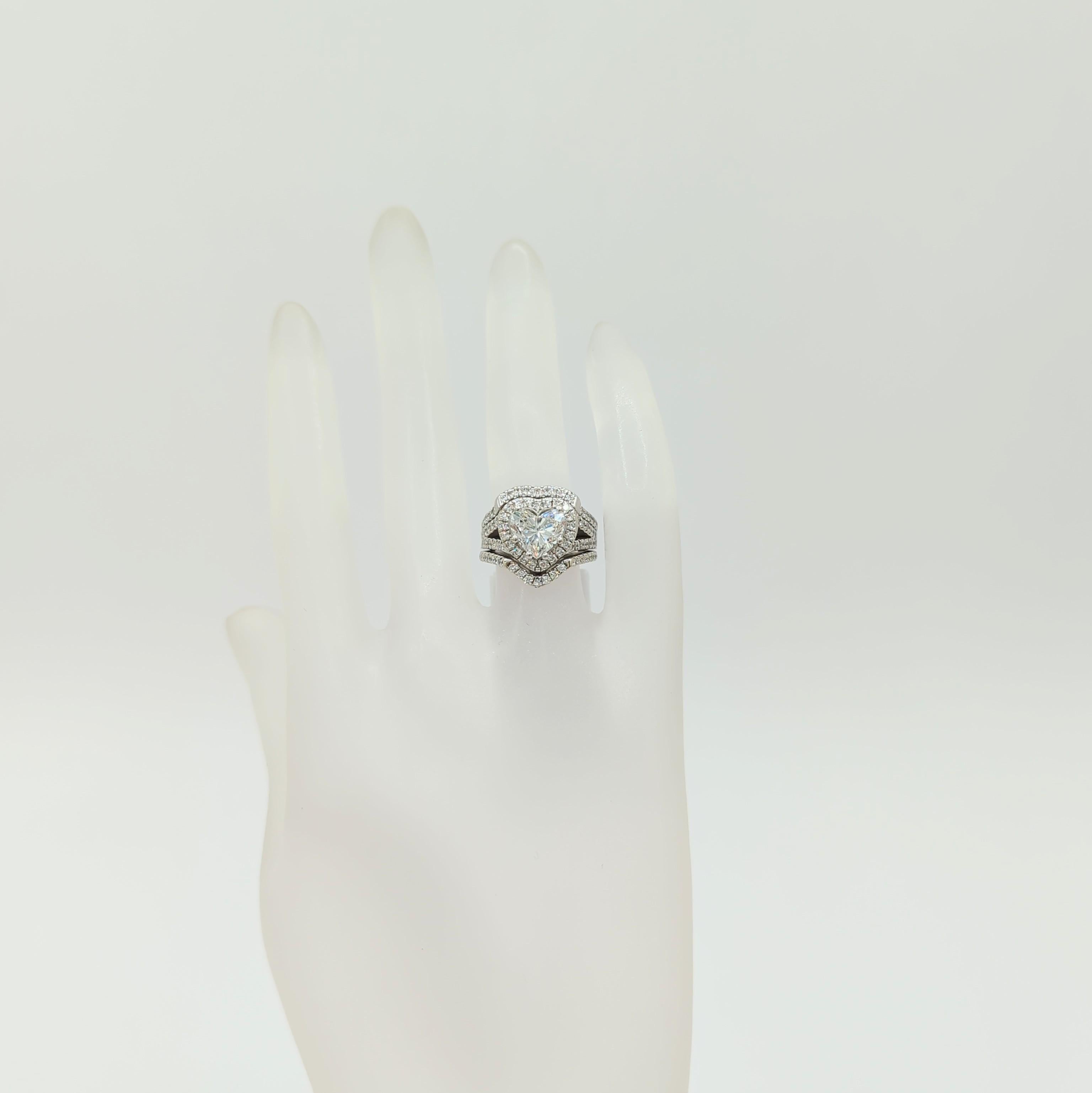 Heart Cut GIA White Diamond Heart Ring in 14K White Gold