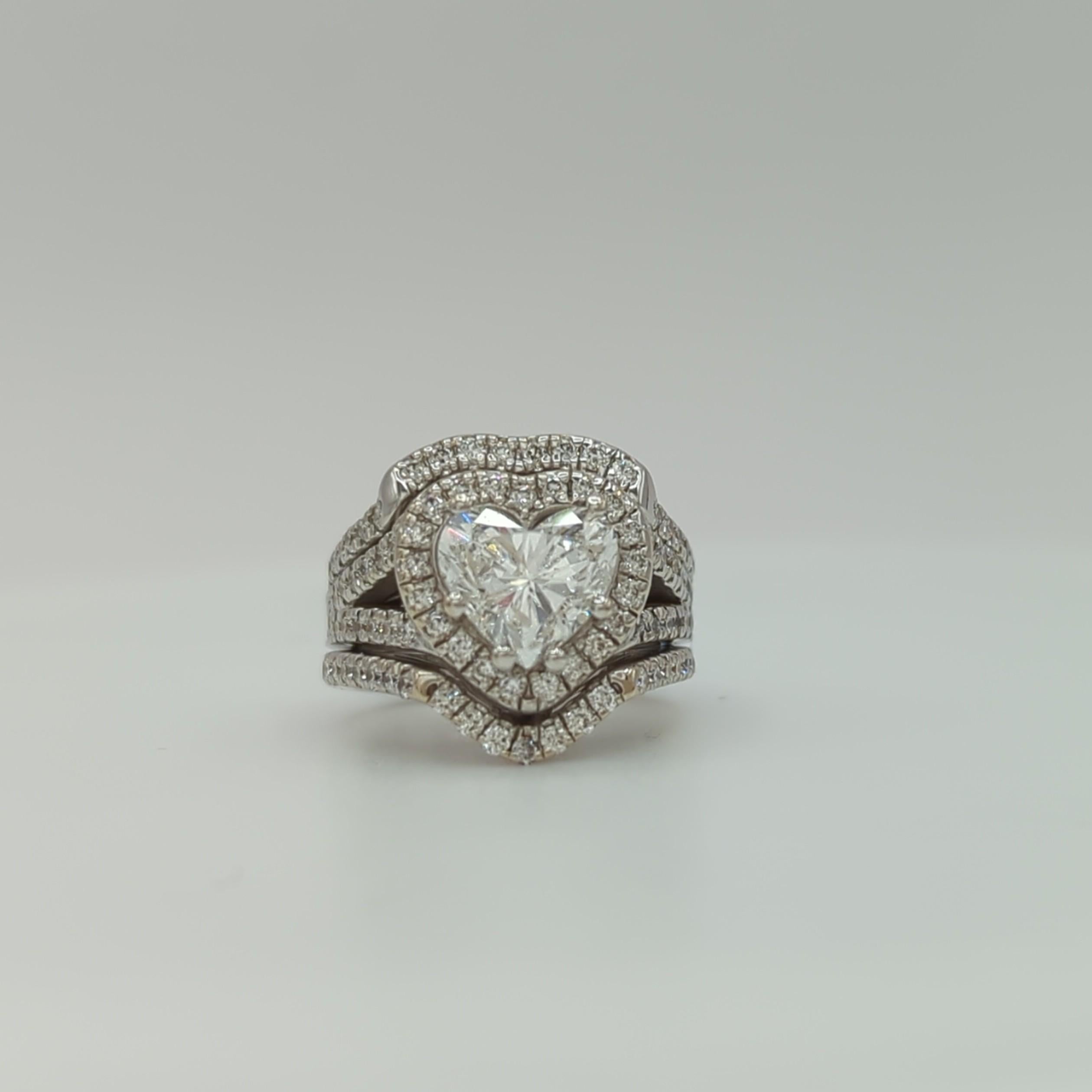 GIA White Diamond Heart Ring in 14K White Gold 1