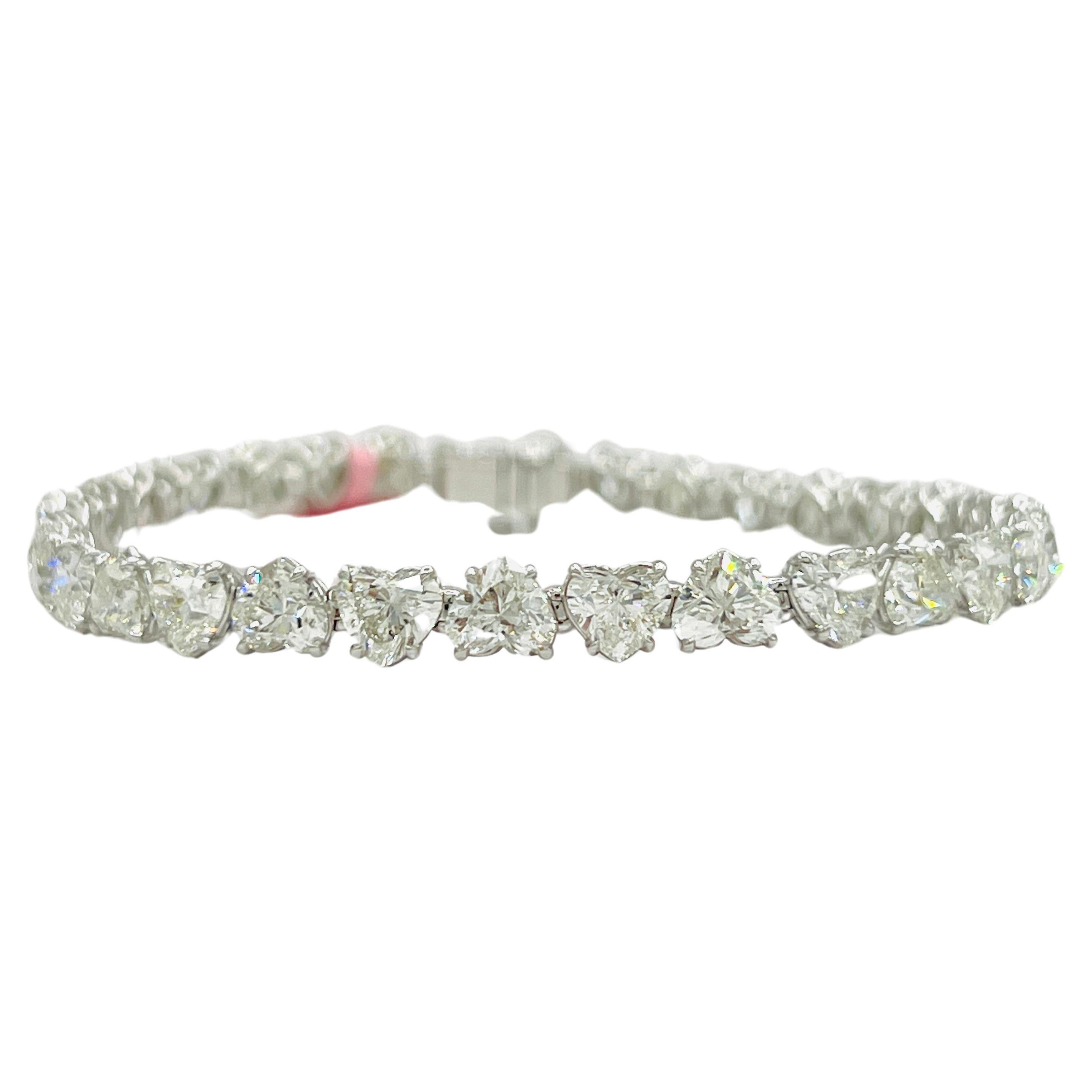 GIA White Diamond Heart Shape 0.50 Carat Each Tennis Bracelet in 18K White Gold
