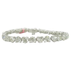 GIA Diamante blanco en forma de corazón de 0,50 quilates cada uno Pulsera de tenis en oro blanco de 18 quilates