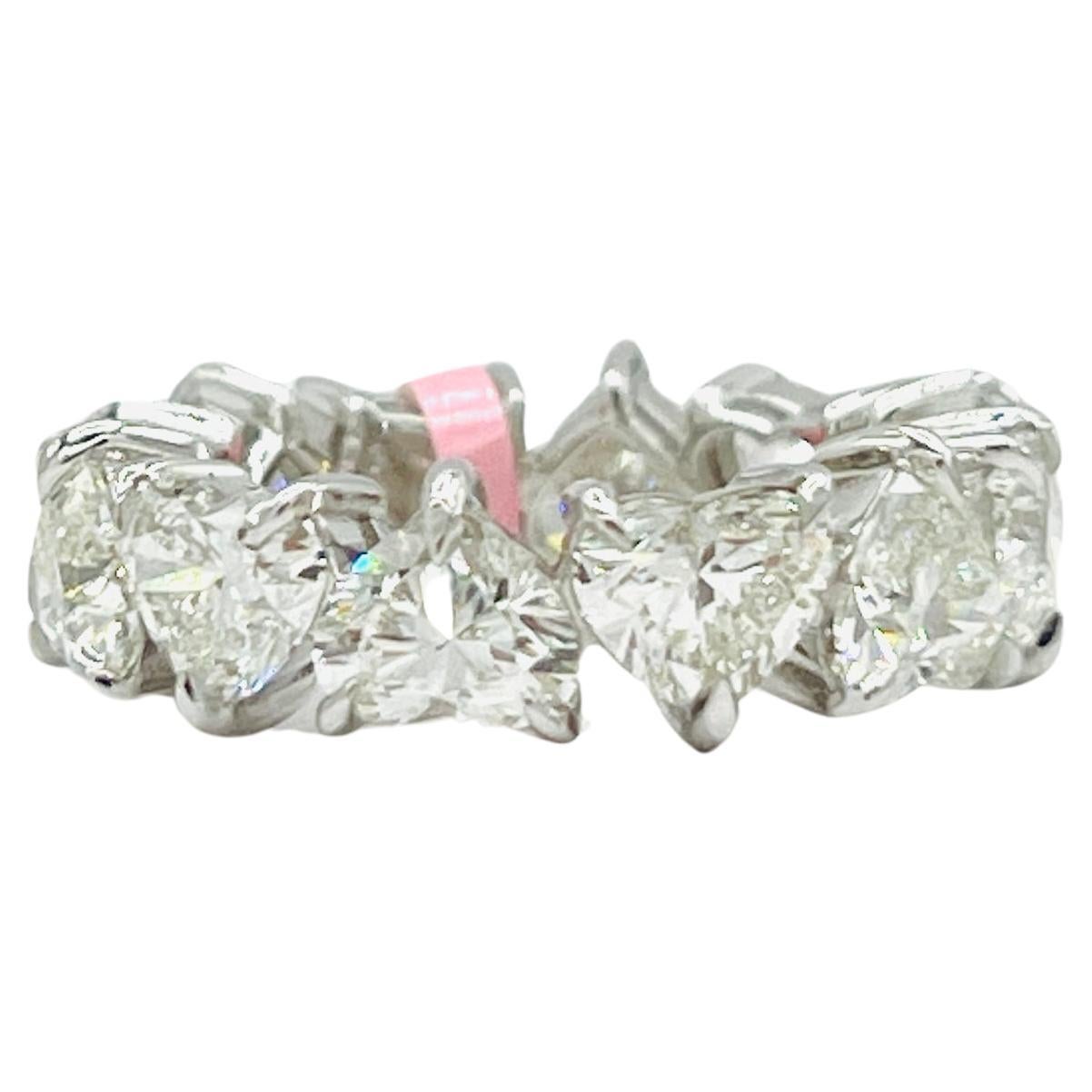 GIA White Diamond Heart Shape Eternity Band in 18K White Gold For Sale