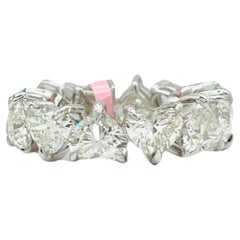 Anneau d'éternité en or blanc 18 carats avec diamants blancs en forme de cœur certifiés GIA