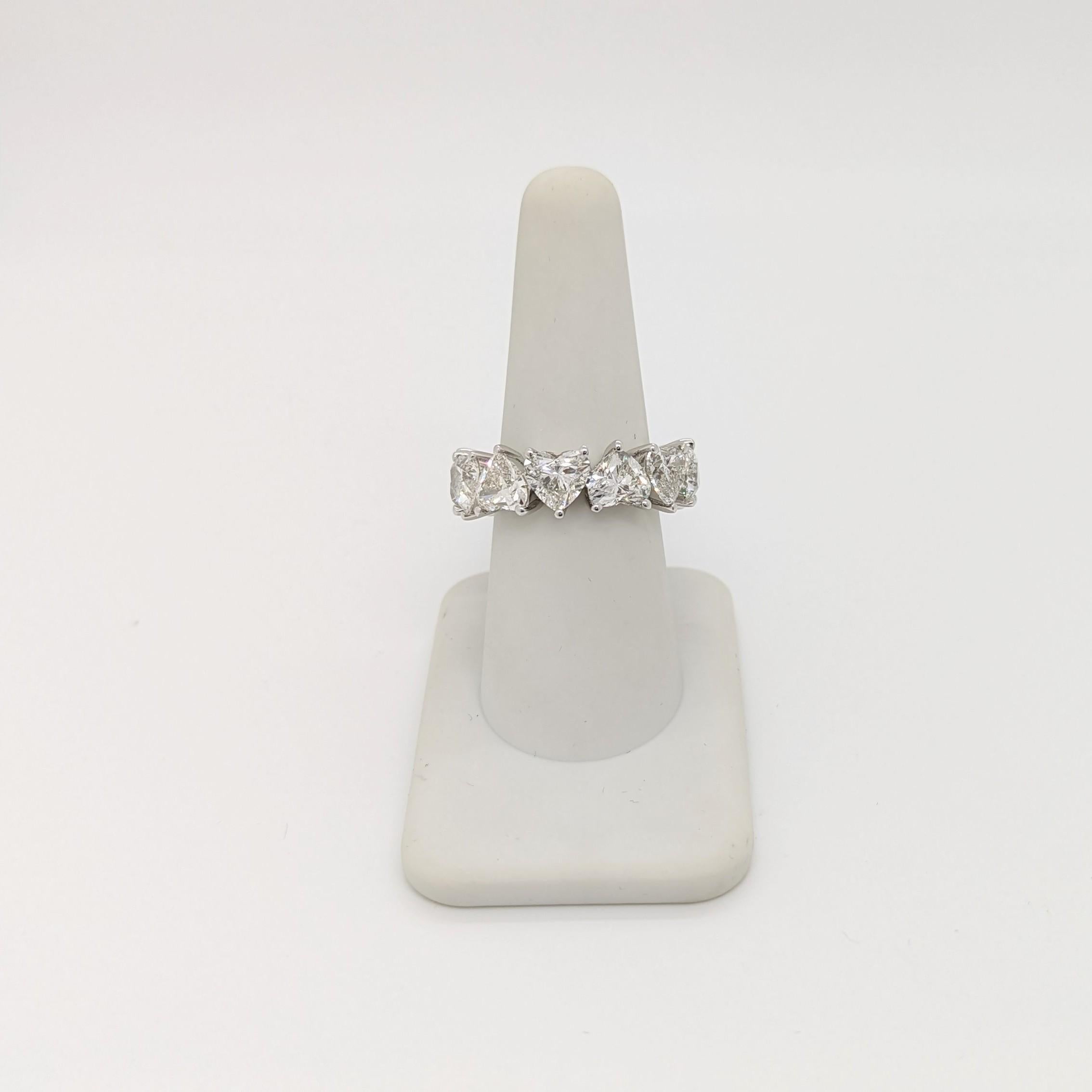 GIA White Diamond Heart Shape Eternity Band Ring in 18K White Gold In New Condition For Sale In Los Angeles, CA