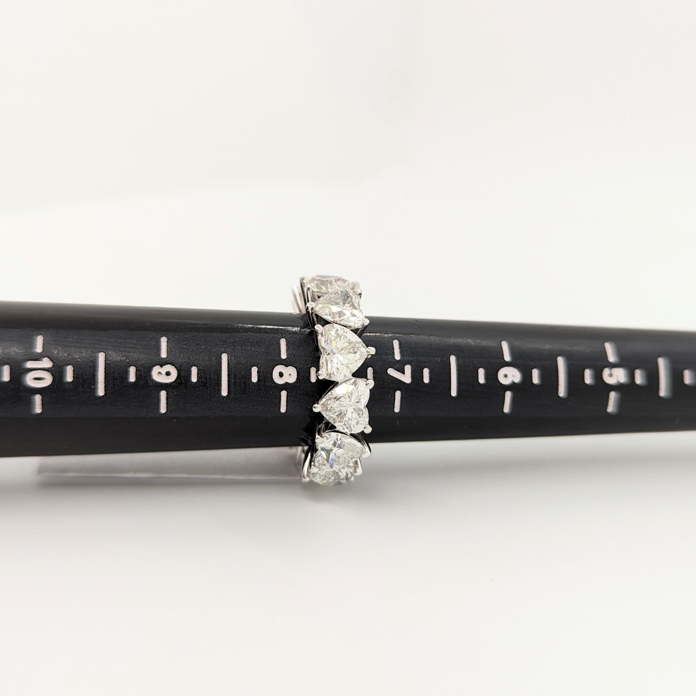 GIA White Diamond Heart Shape Eternity Band Ring in 18K White Gold In New Condition For Sale In Los Angeles, CA