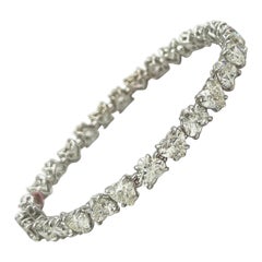 GIA White Diamond Heart Shape Tennis Bracelet in 18K White Gold
