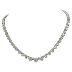 GIA White Diamond Heart Shape with 3ct Center Riviera Necklace in 18K White Gold