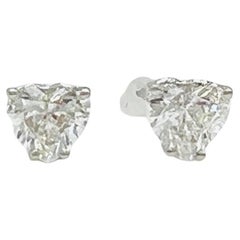 GIA White Diamond Heart Stud Earrings in 18K White Gold
