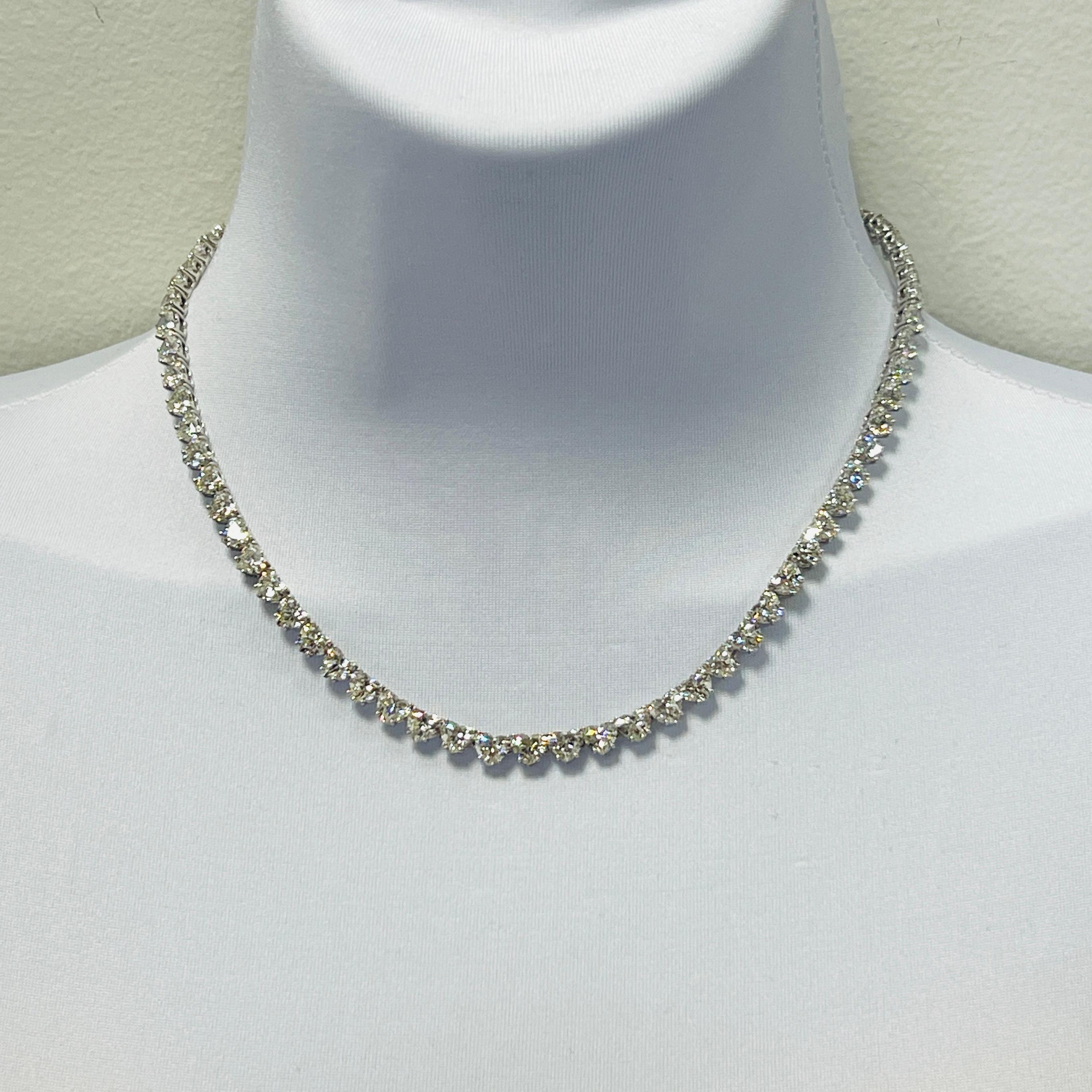 Stunning 39.33 ct. HI VVS-VS white diamond heart shapes.  Total of 72 stones, each stone is 0.50 to 0.60 ct.  All stones come with GIA certificates.  Handmade in 18k white gold.  Length is 16