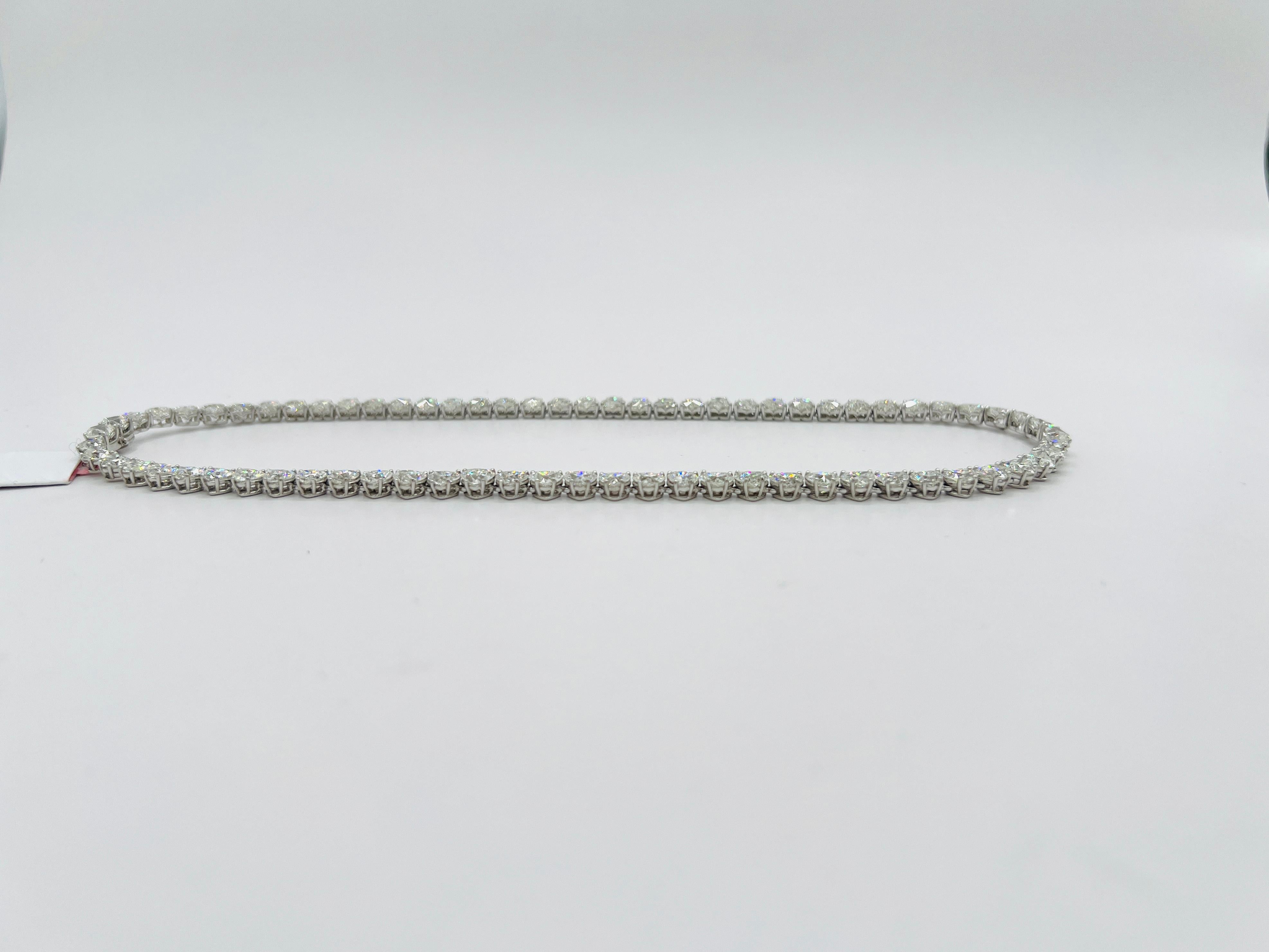 Heart Cut GIA White Diamond Heart Tennis Necklace in 18K White Gold For Sale