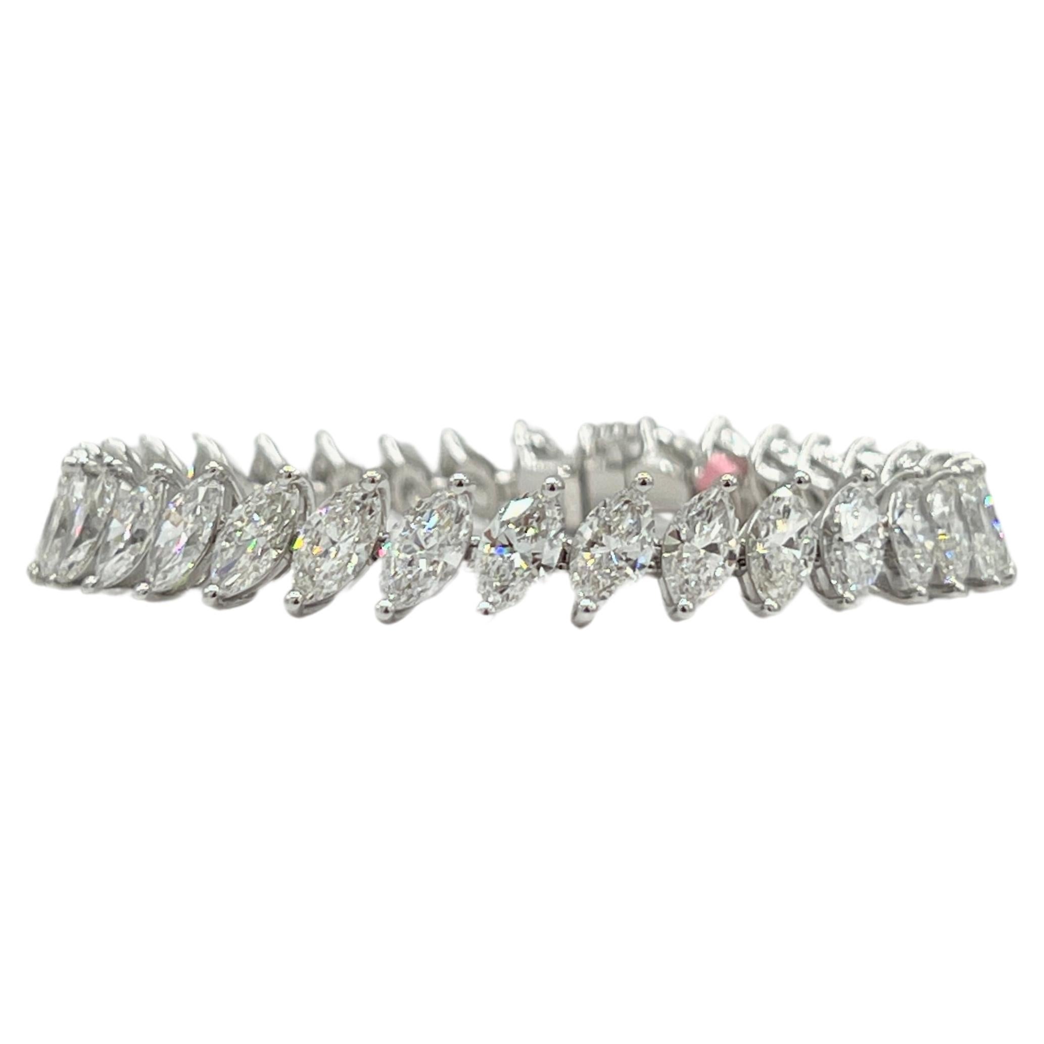 GIA White Diamond Marquise 0.50 ct. Each Tennis Bracelet in 18K White Gold