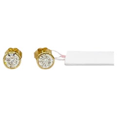 GIA White Diamond Martini Stud Earrings in 18K Yellow Gold