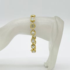 GIA White Diamond Multi-Shape East to West Bezel Bracelet in 18K Yellow Gold