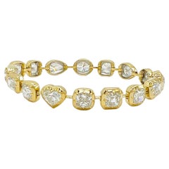 GIA White Diamond Multi-Shape East to West Bezel Bracelet in 18K Yellow Gold