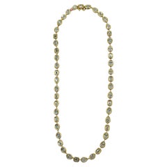GIA White Diamond Multi Shape East West Bezel Necklace in 18K Yellow Gold