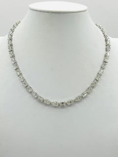 GIA White Diamond Multi Shape Tennis Necklace in 18K White Gold