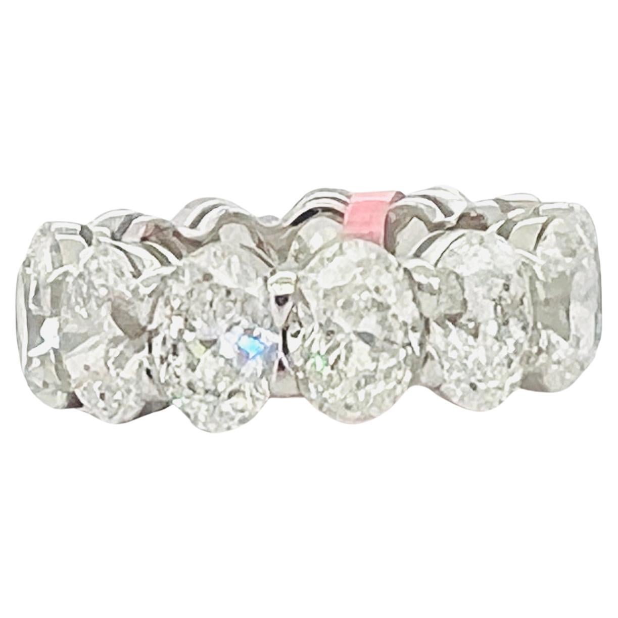 GIA White Diamond Oval 1 Carat Each Eternity Band Ring in 18K White Gold