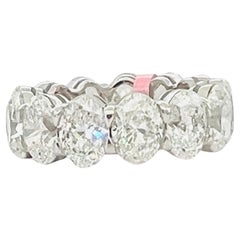 GIA Anillo de oro blanco de 18 quilates con diamante blanco ovalado de 1 quilate cada uno