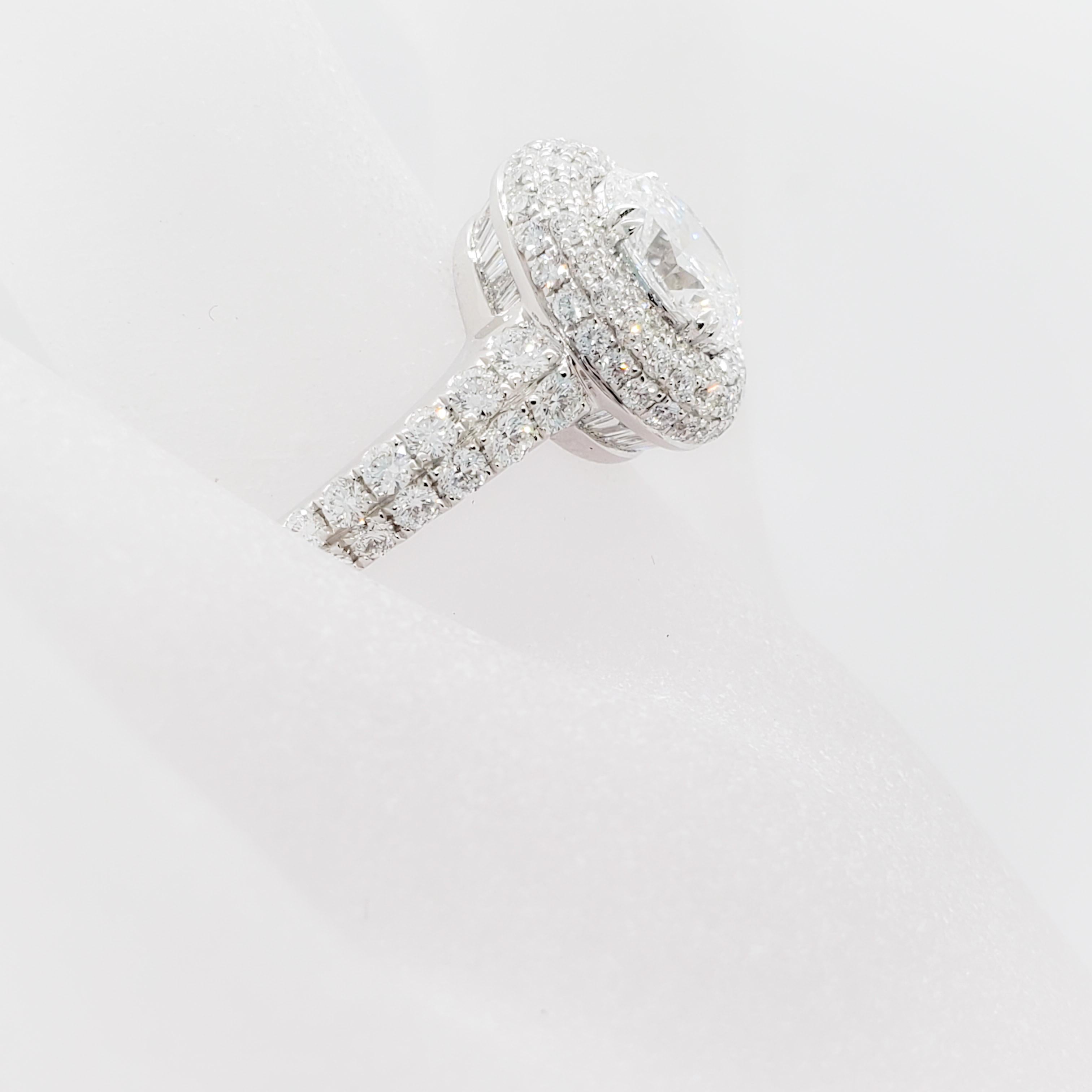 Oval Cut GIA White Diamond Oval and Pave Ring in Platinum