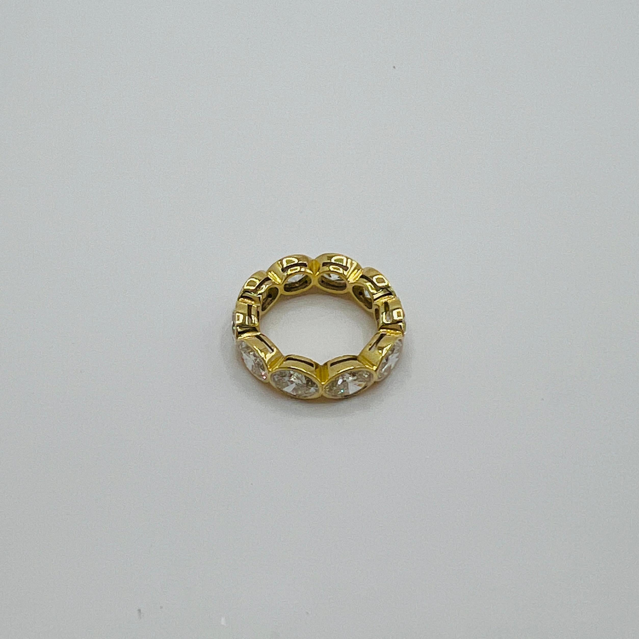 da uomo o donna Anello a fascia per l'eternità con diamante ovale East West GIA in oro giallo 18 carati in vendita