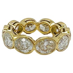 GIA White Diamond Oval East West Eternity Band Ring in 18K Yellow Gold