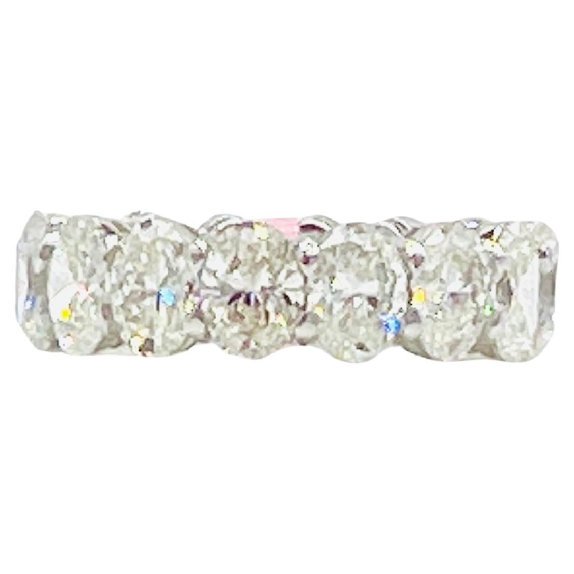 GIA White Diamond Oval Eternity Band Ring in 18K White Gold