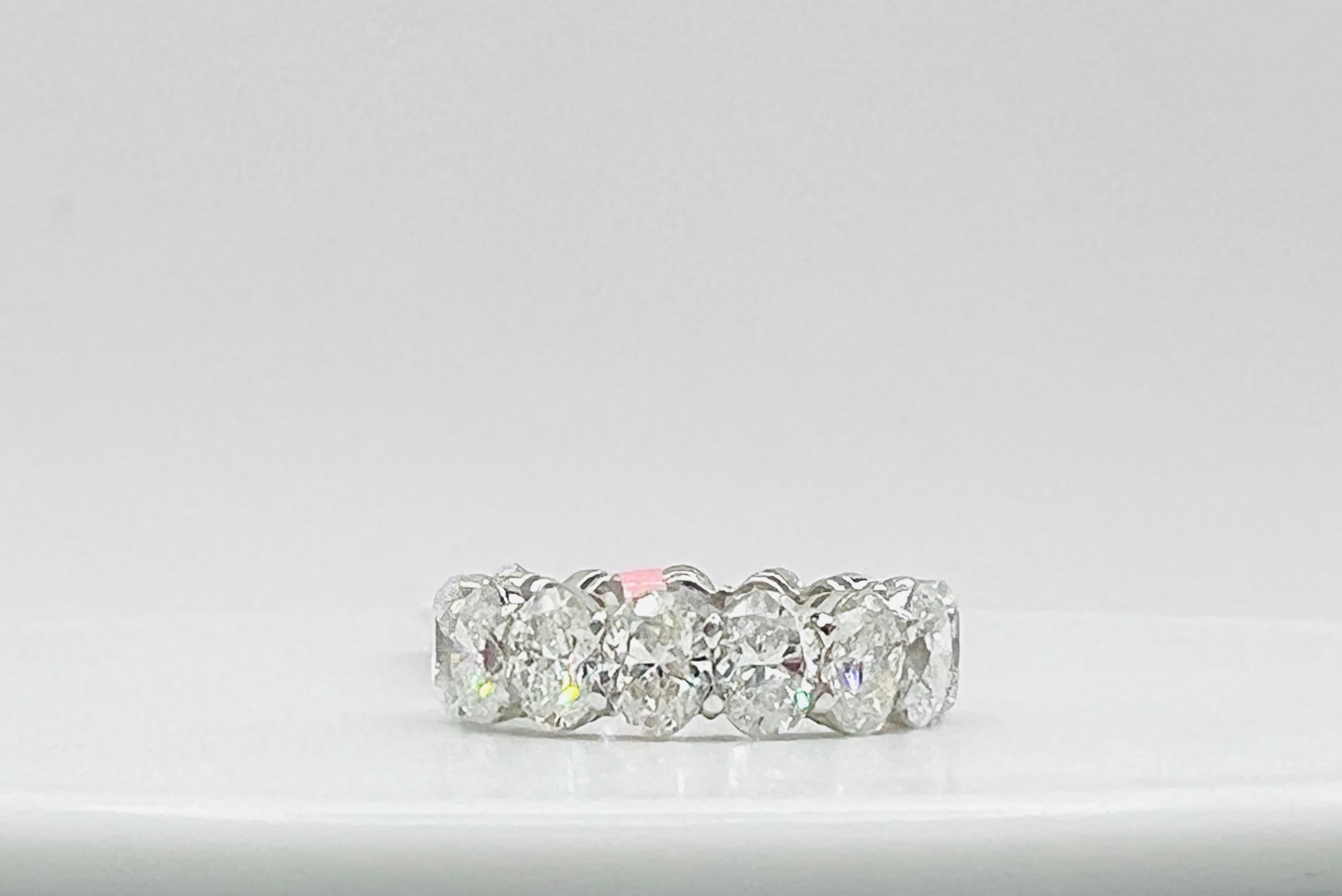 GIA White Diamond Oval Half Carat Each Eternity Band Ring in 18K White Gold