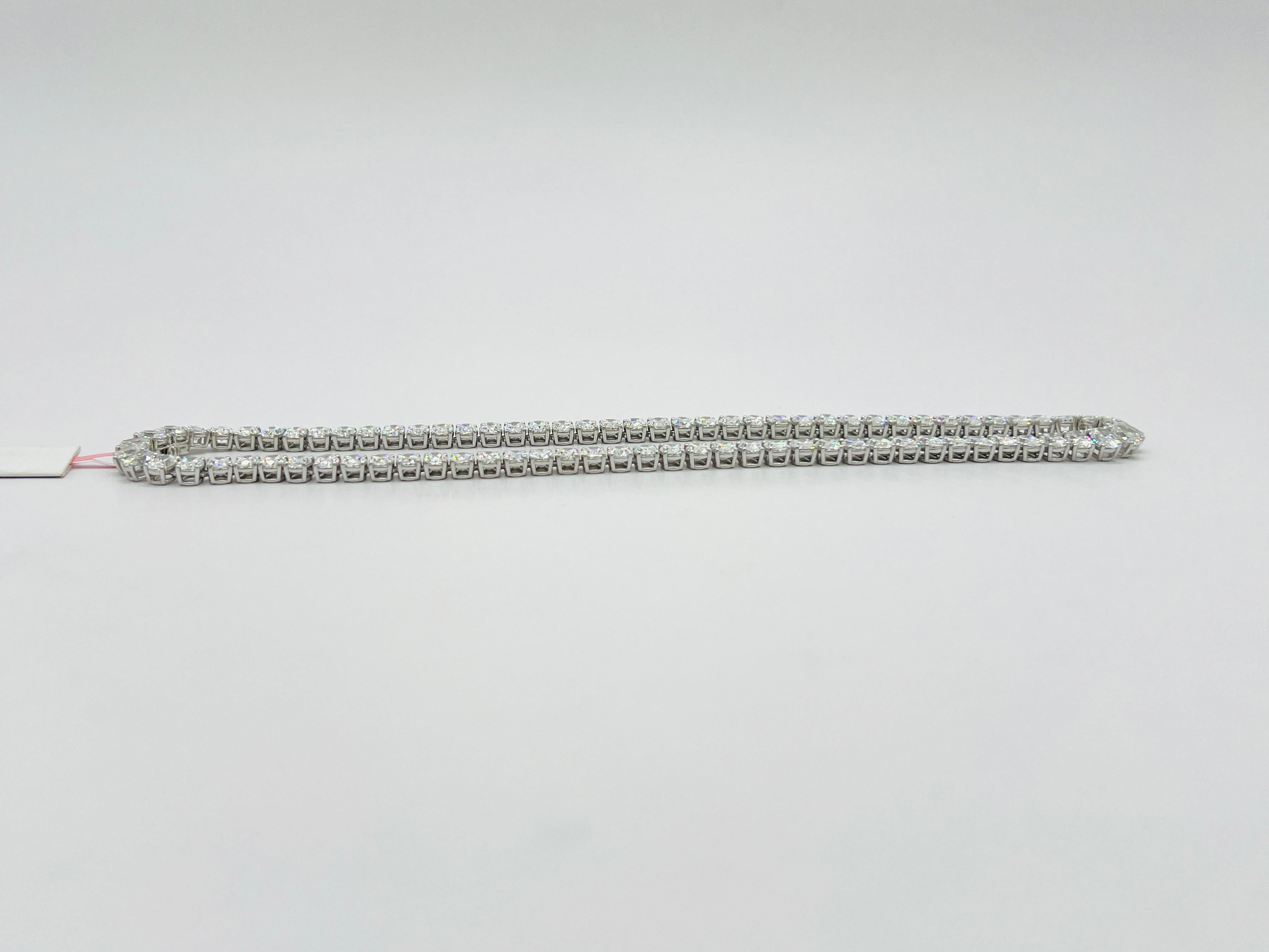 GIA White Diamond Oval Half Carat Each Tennis Necklace in 18K White Gold For Sale 1