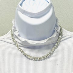 GIA White Diamond Oval Riviera Necklace in 18K White Gold