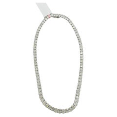 GIA White Diamond Oval Riviera Necklace in 18K White Gold