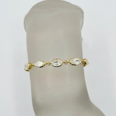 GIA Weißer Diamant Oval Step Cut Lünette Armband in 18K Gelbgold