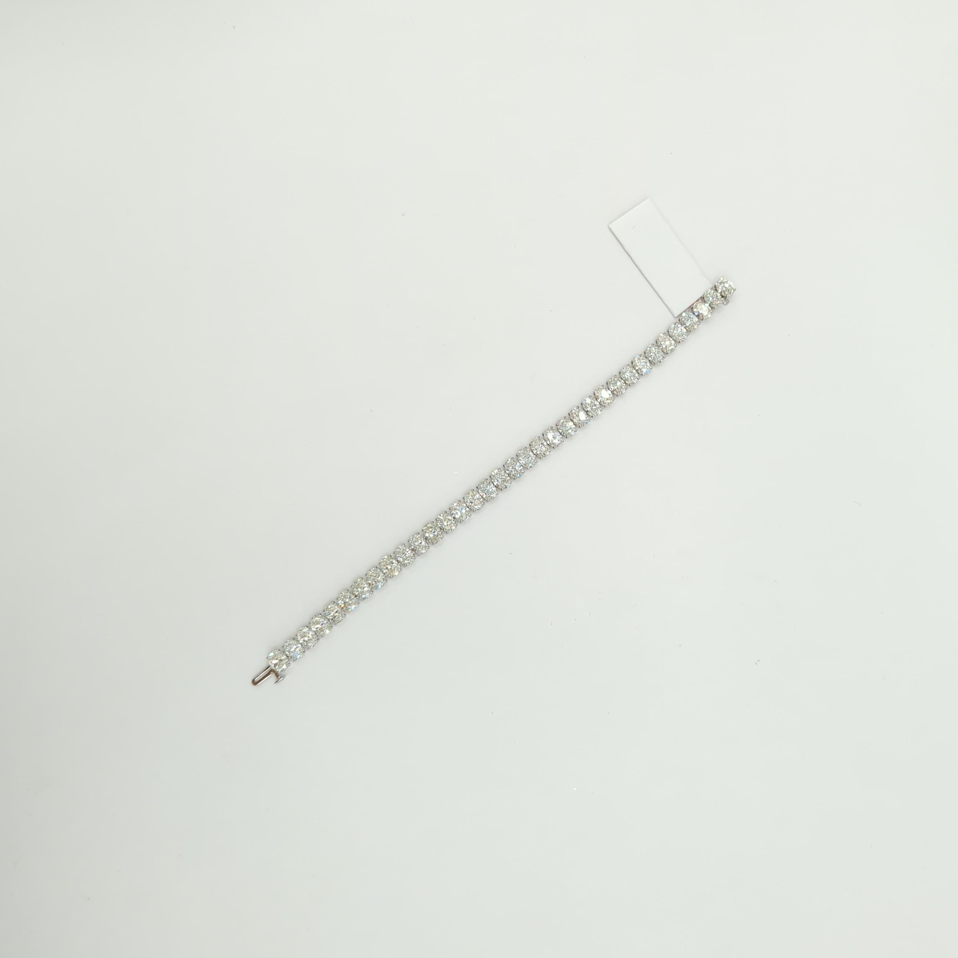 GIA White Diamond Oval Tennis Bracelet in 18K White Gold For Sale 7
