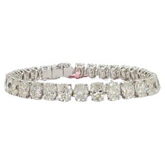 Bracelet tennis ovale en or blanc 18 carats avec diamants blancs certifiés GIA