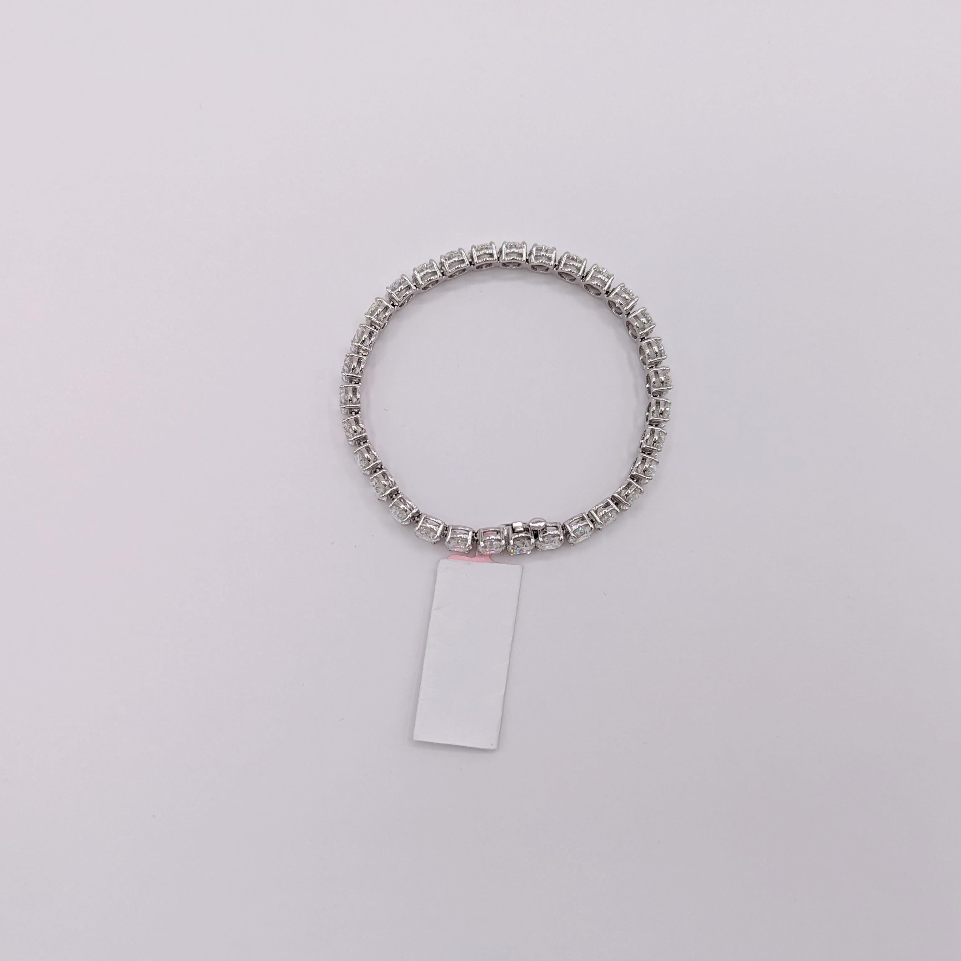 Bracelet de tennis ovale en platine avec diamants blancs certifiés GIA Neuf - En vente à Los Angeles, CA