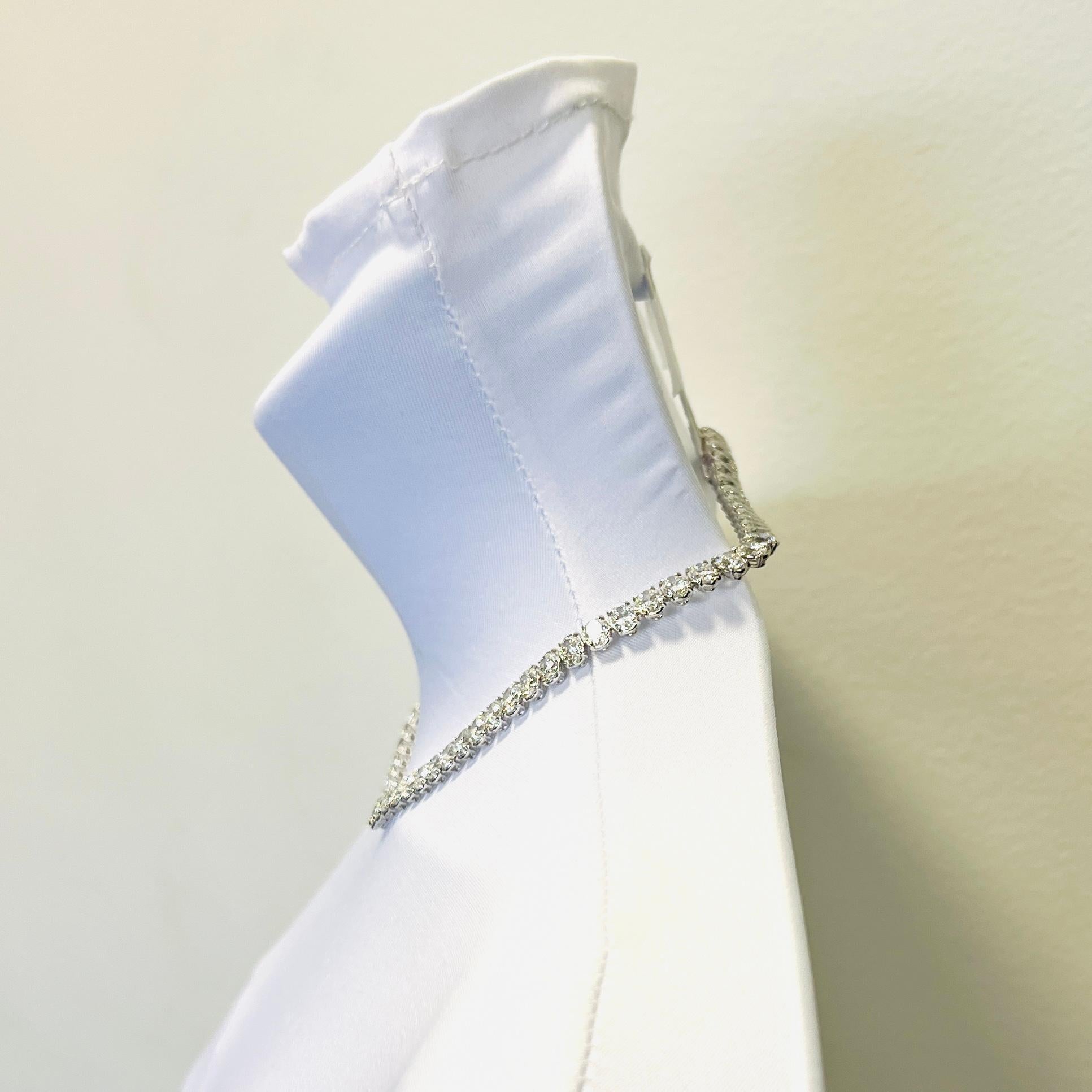 GIA White Diamond Oval Tennis Necklace in 18K White Gold In New Condition For Sale In Los Angeles, CA