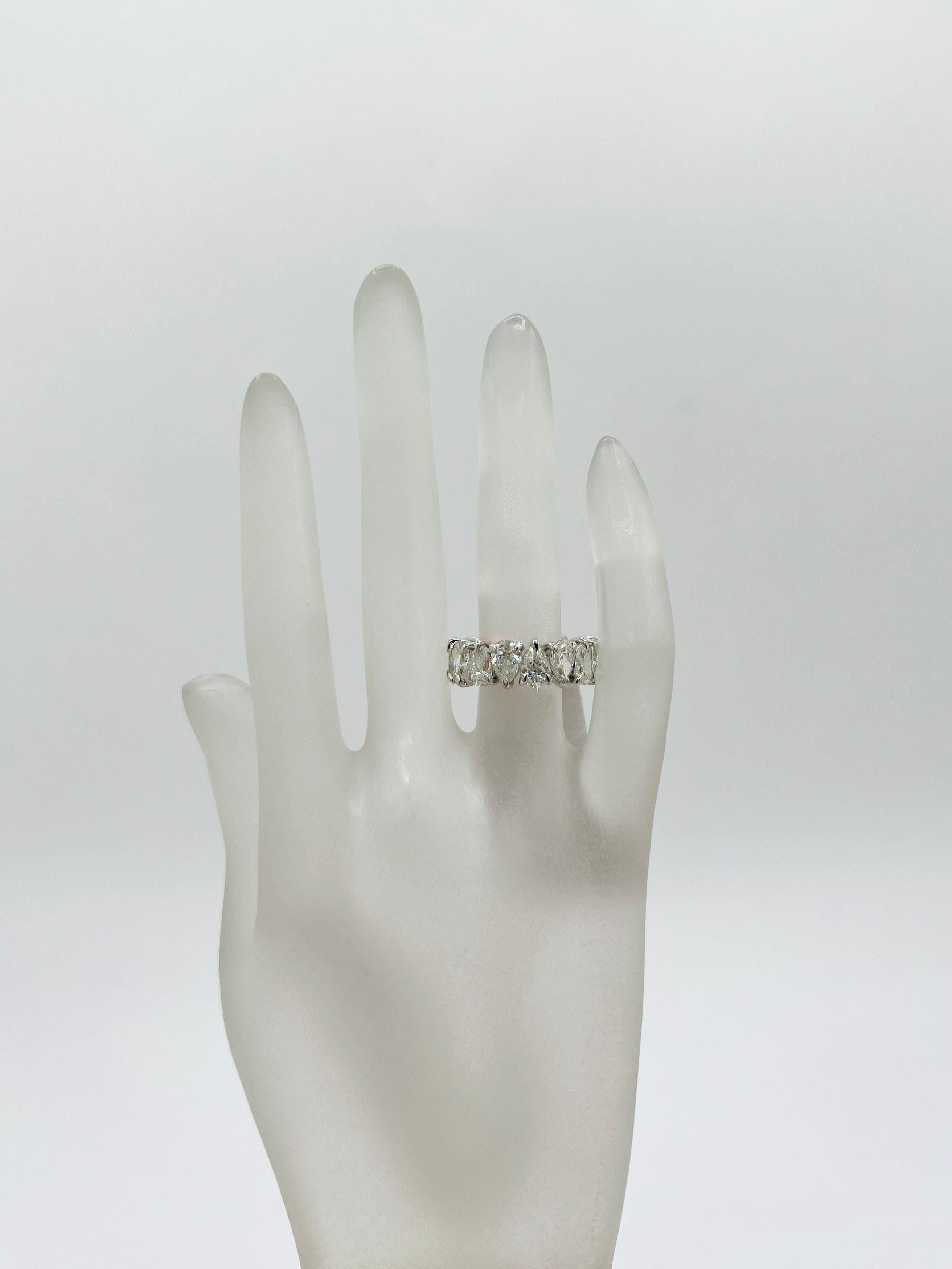 Pear Cut GIA White Diamond Pear Shape 0.50 Carat Each Eternity Ring in 18K White Gold For Sale
